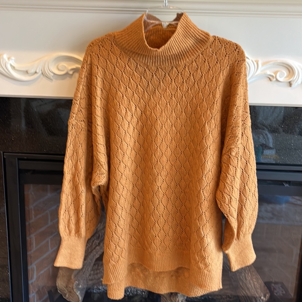 Indian Gold Mock Neck Sweater Oversized Lightweight